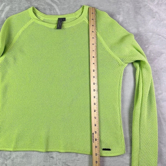 Sweaty Betty Idol Mesh Sweater Women's Large Neon Green Crewneck Athletic Run - Picture 13 of 14